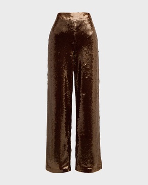 High-Rise Wide-Leg Sequin Pants