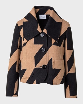 Wool-Blend XL Houndstooth Jacquard Jacket