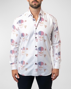 Men's Fibonacci Skull Matrix Dress Shirt