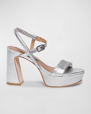 Metallic Ankle-Strap Platform Sandals