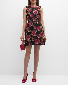 Crystal Flower Sleeveless Mini Dress