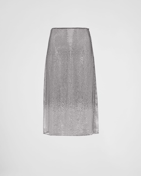 rhinestone-embellished mesh midi skirt