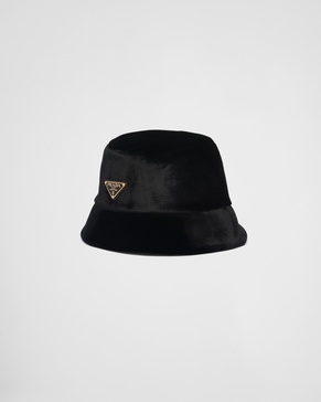 triangle-logo velvet bucket hat