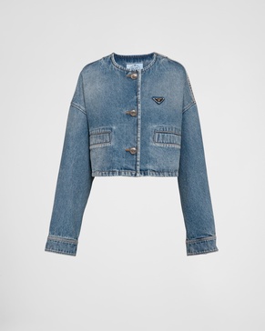 triangle-logo denim blouson jackett