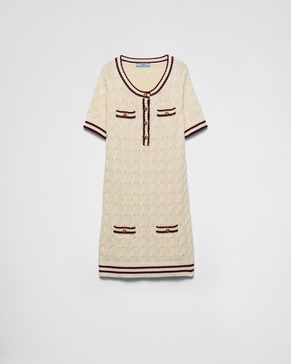 round-neck knitted cotton mini dress