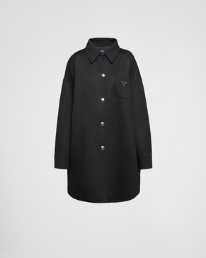 logo-plaque wool coat