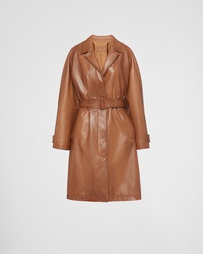 belted leather trench coat