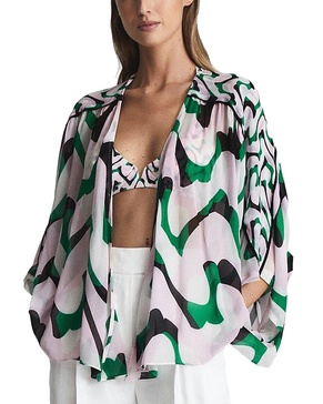 Reiss Paige Printed Resort Shawl Top