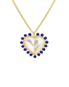 Gabi Rielle 14K Over Silver Pearl CZ Sweet Heart Necklace