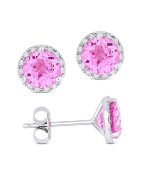 14K 1.69 ct. tw. Diamond & Pink Sapphire Earrings