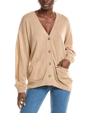 wool & cashmere-blend roll edge luxe cardigan