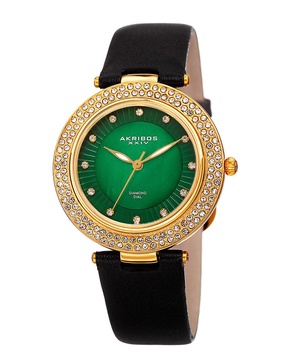 Akribos XXIV Women's Leather Diamond Watch