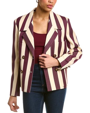 Tory Burch Tailored Stripe Wool-Blend Blazer