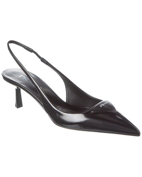 Prada Leather Pointy-Toe Slingback Pump