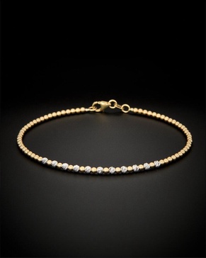 14K Italian Two-Tone Gold Beaded Bracelet