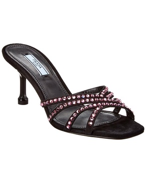 Prada Crystal-Embellished Suede Sandal