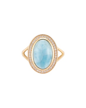 ADORNIA Fine Jewelry 14K Over Silver 7.00 ct. tw. Larimar CZ Halo Ring