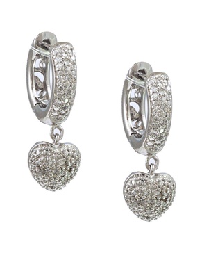 Silver 0.15 ct. tw. Diamond Heart Earrings