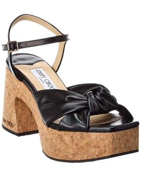 Jimmy Choo Heloise 95 Leather Wedge Sandal