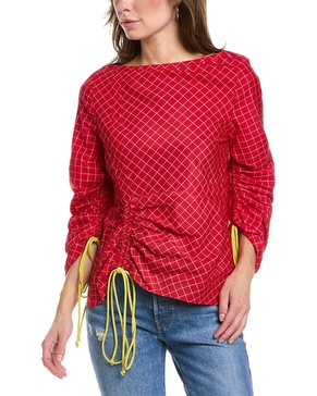 Tory Burch Windowpane Silk Tunic Top