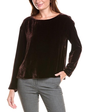 EILEEN FISHER Ballet Neck Velvet Top