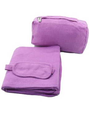 Portolano Travel Wrap/Throw, Eyemask And Zipper Bag With Handle In Solid Color