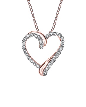 Genevive Rose Gold Vermeil CZ Heart Necklace