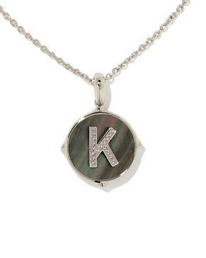 Kendra Scott Letter K Disc Pearl Pendant Necklace