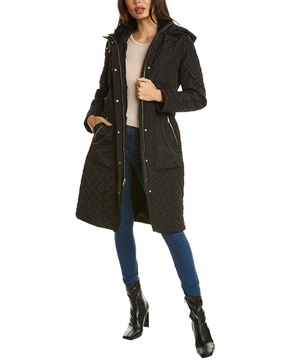 Cole Haan Hooded Long Belted Coat