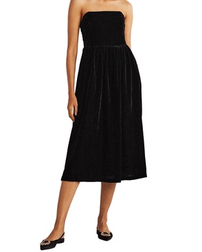 Boden Strapless Velvet Midi Dress