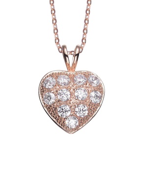 Genevive 18K Rose Gold Vermeil CZ Heart Pendant