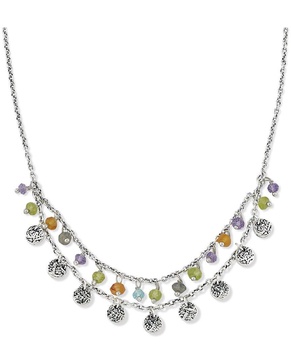 Samuel B. Silver Gemstone Beaded Charm Necklace