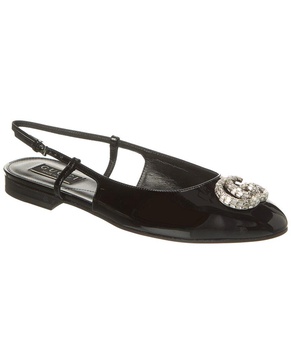 Gucci Double G Patent Slingback Ballerina Flat