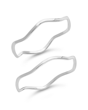 Sterling Forever Silver Wave Ring, Set of 2