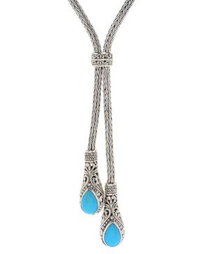 Samuel B. Silver 4.00 ct. tw. Sleeping Beauty Turquoise Adjustable Bolo Necklace