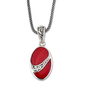 Samuel B. Silver Coral Pendant Necklace