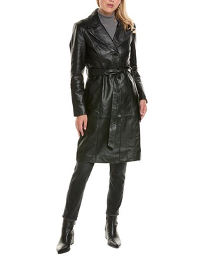 Badgley Mischka Leather Trench Coat