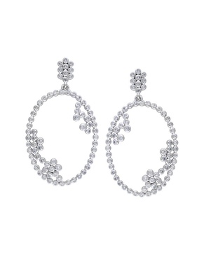 Genevive Silver CZ Oval Earrings