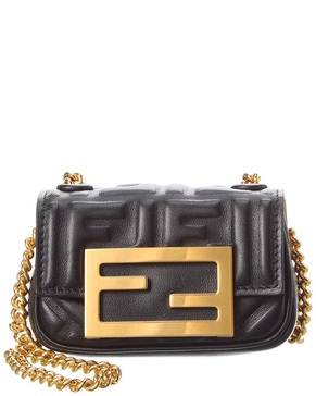 FENDI FF Logo Leather Shoulder Bag