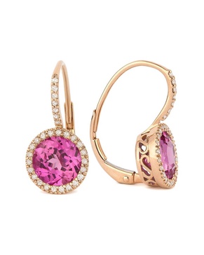 14K Rose Gold 5.20 ct. tw. Diamond & Pink Sapphire Earrings