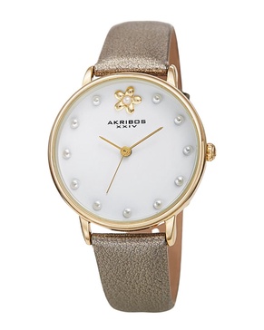 Akribos XXIV Women's Genuine Leather Watch