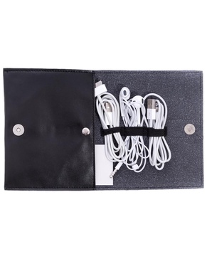 Bey-Berk Leatherette Travel Charger Case & Accessories Pouch