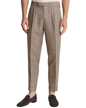 Reiss Walk Linen-Blend Formal Check Formal Pant