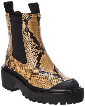 Tory Burch Chelsea Lug Snake-Embossed Leather Flatform Boot