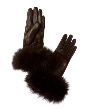 sofiacashmere Cashmere-Lined Leather Gloves