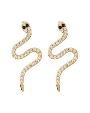 ADORNIA 14K Over Silver Crystal Snake Studs