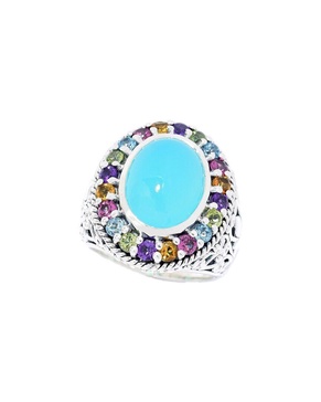 Samuel B 18K & Silver 6.55 ct. tw. Amethyst Paraiba Halo Ring