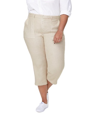 NYDJ Plus Linen-Blend Utility Capri Pant