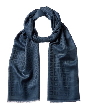 Givenchy Logo Printed Jacquard Silk & Wool-Blend Scarf