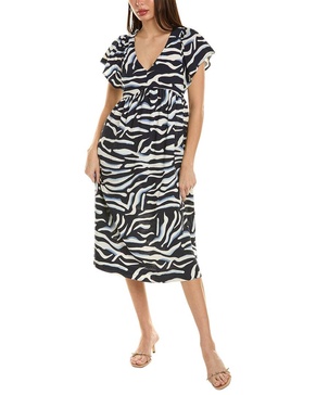 Ellen Tracy Flutter Sleeve Midi Dress